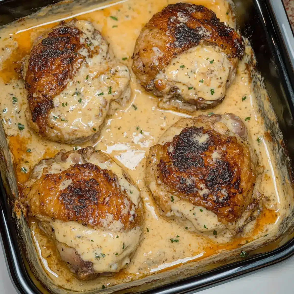 Oven Baked Creamy Chicken Thighs