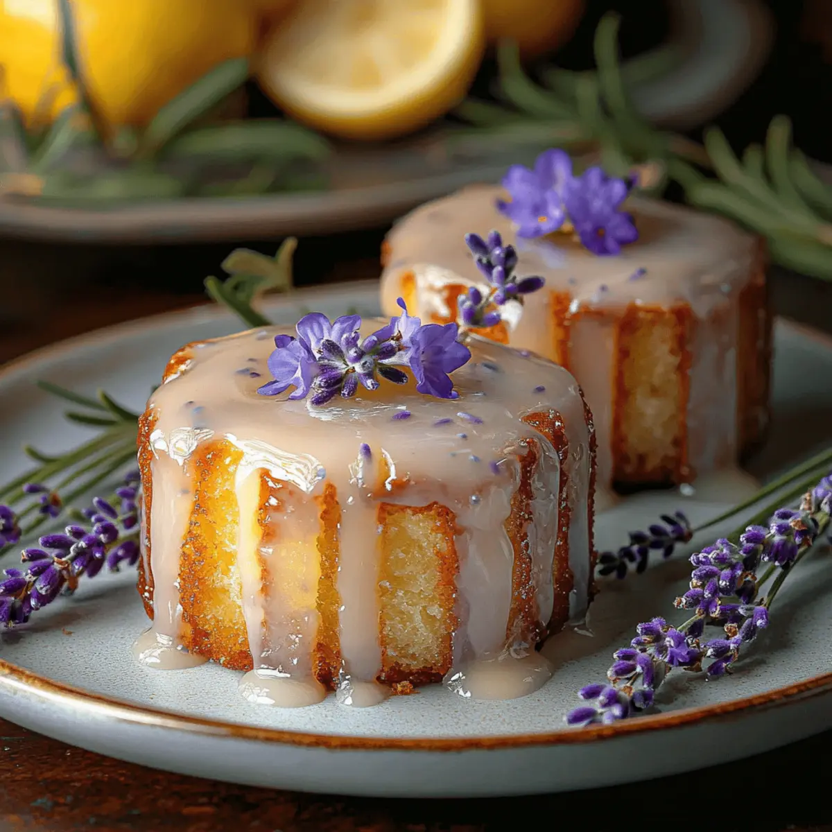 Mini Lemon Cakes with Lavender Glaze