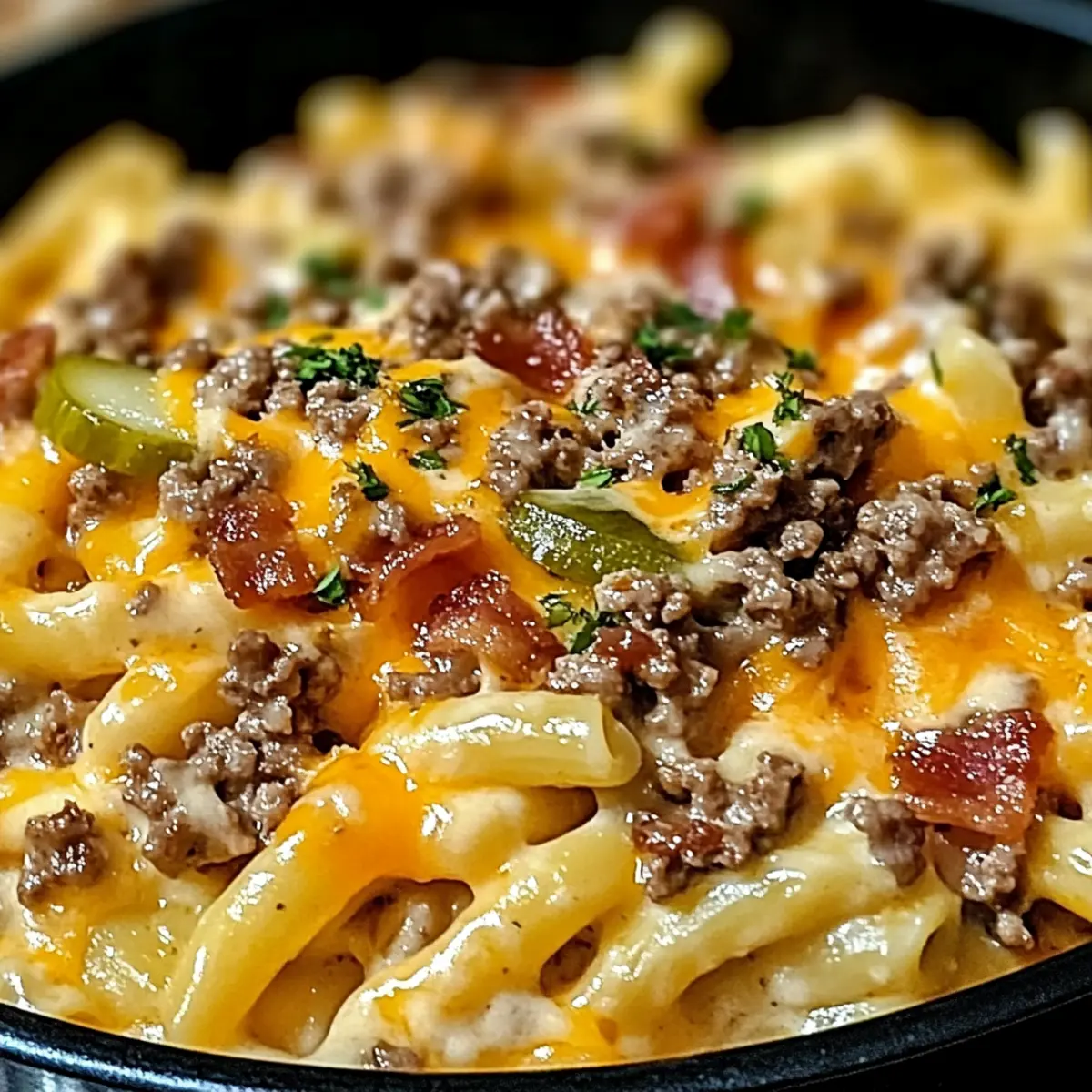 Loaded Cheeseburger Alfredo Pasta