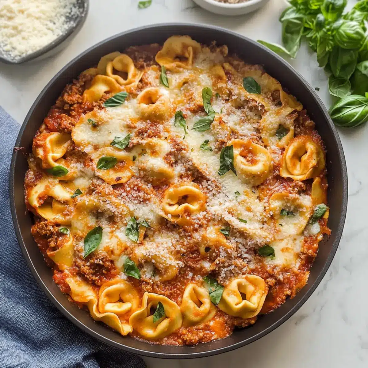 Baked Tortellini with Meat Sauce