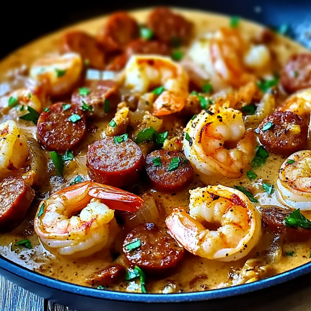 Creamy Spicy Keto Shrimp and Sausage Skillet