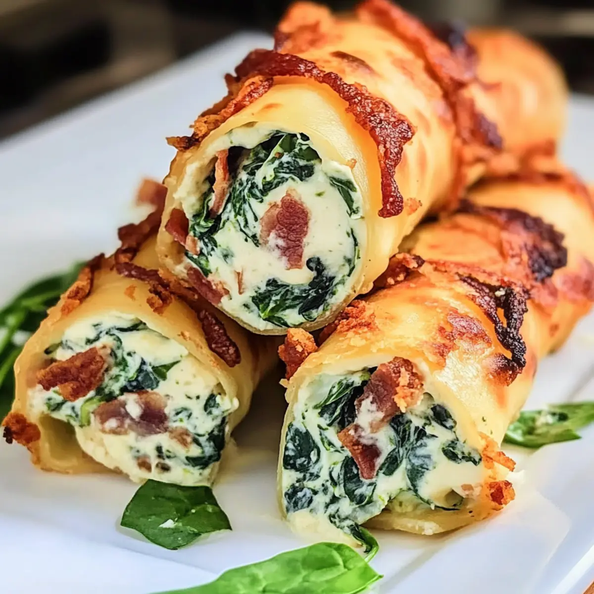 Keto Spinach and Bacon Cream Cheese Roll Ups