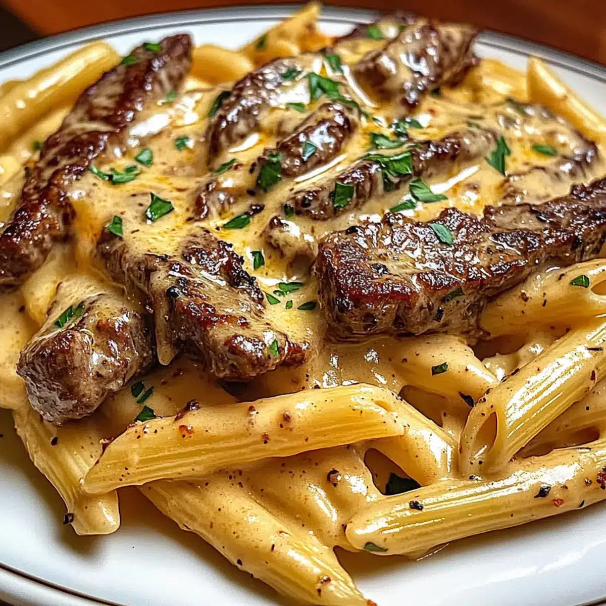 Creamy Cajun Steak Penne Pasta