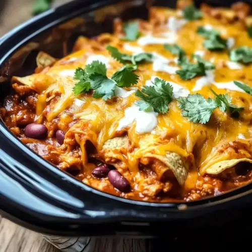 Crockpot Chicken Enchilada Casserole
