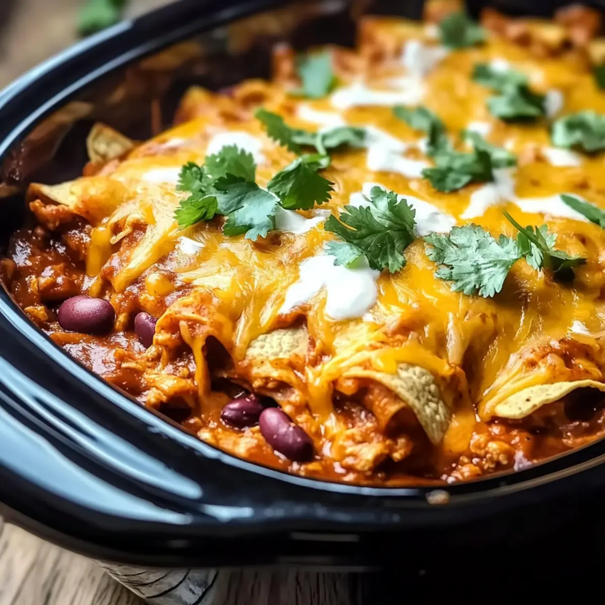 Crockpot Chicken Enchilada Casserole