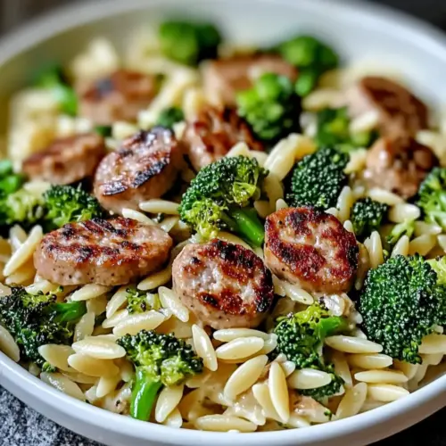 One-Pot Chicken Sausage Broccoli Orzo