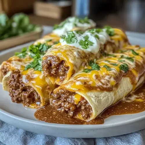 Smothered Ground Beef Burritos