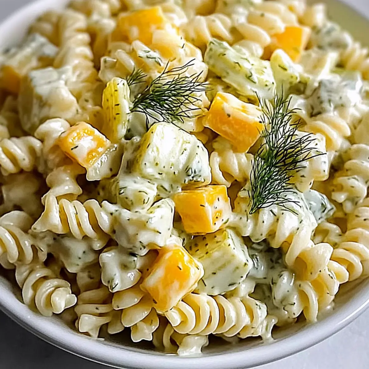 Simple Dill Pickle Pasta Salad