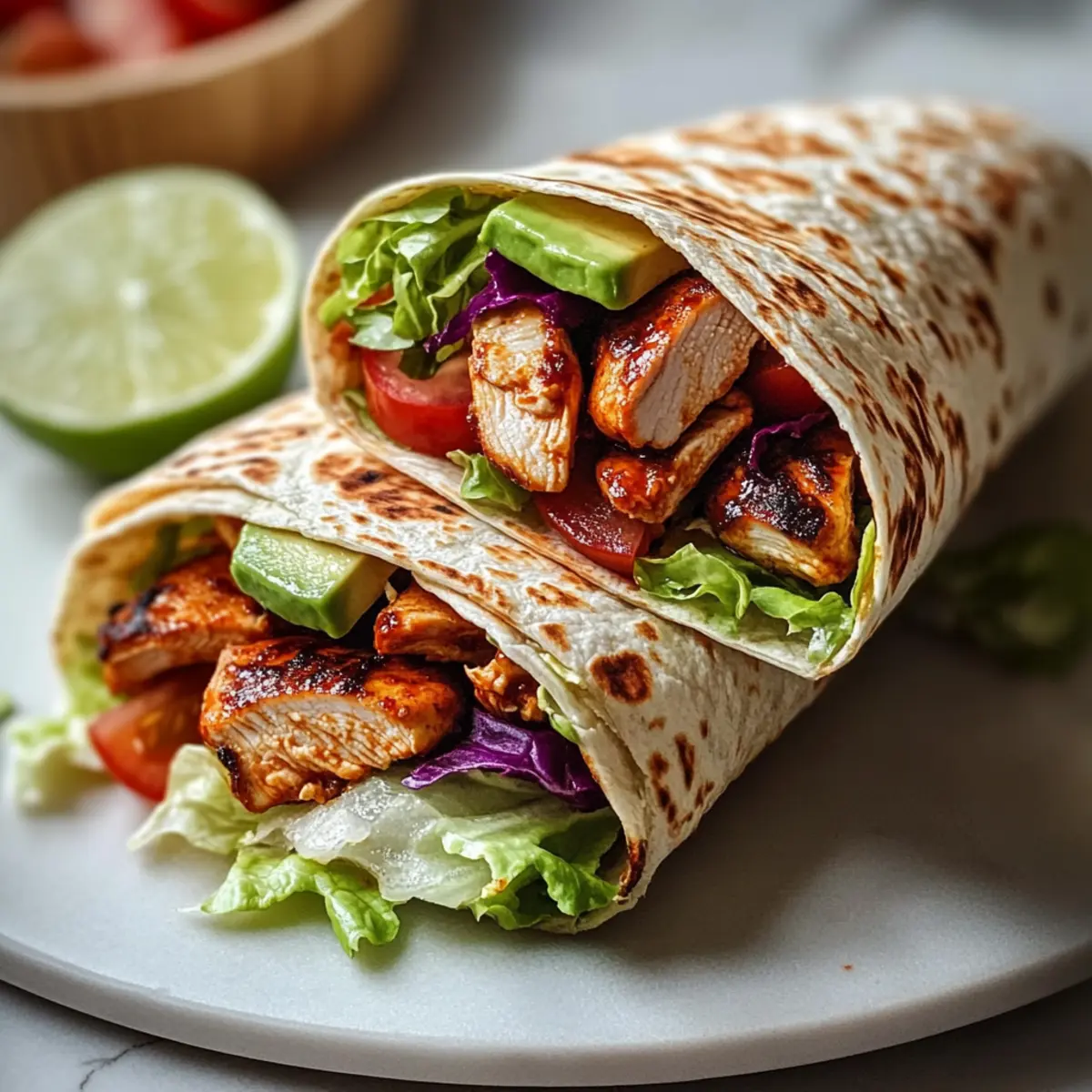 Spicy Garlic Lime Chicken Wraps