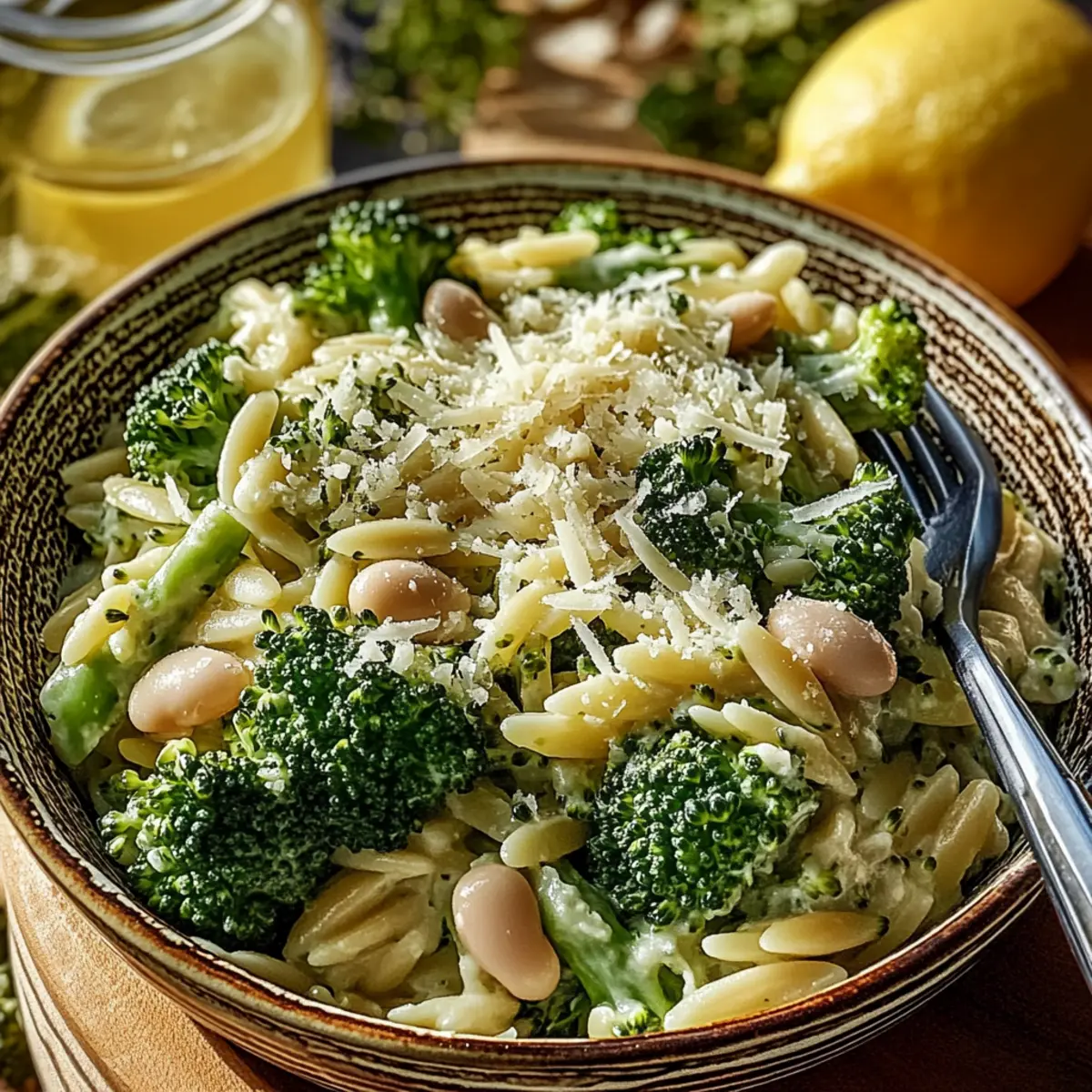 Broccoli Orzo with White Beans, Lemon and Parmesan