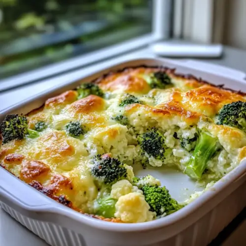 Broccoli and Cauliflower Cottage Cheese Bake