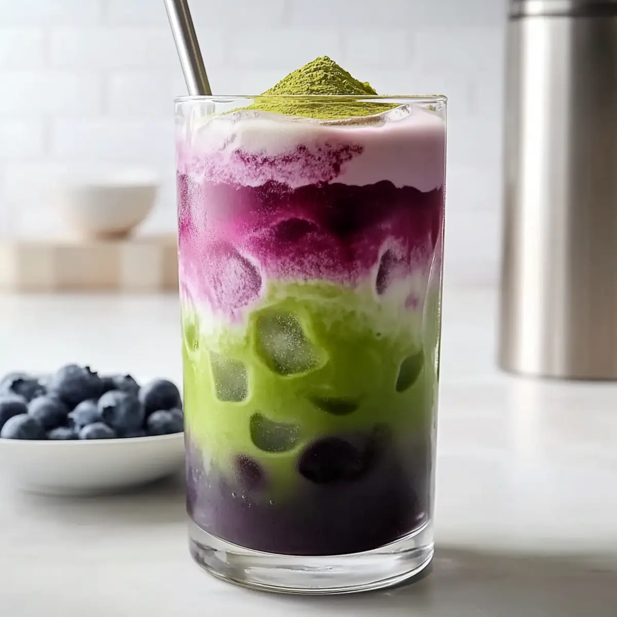 Iced Blueberry Matcha Latte
