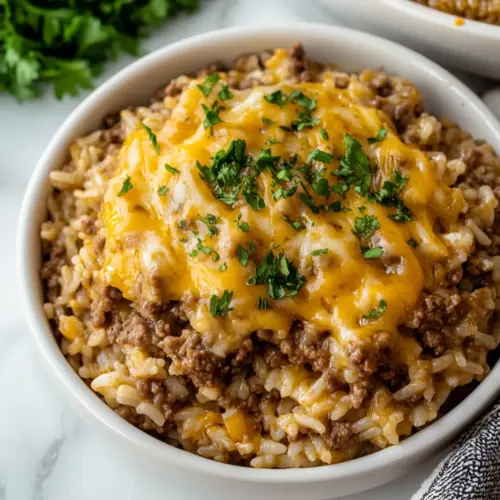 Cheesy Ground Beef and Rice Casserole