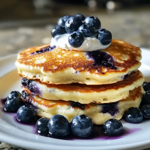 Fluffy Greek Yogurt Blueberry Pancakes