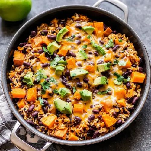 Southwest Sweet Potato, Black Bean and Rice Skillet