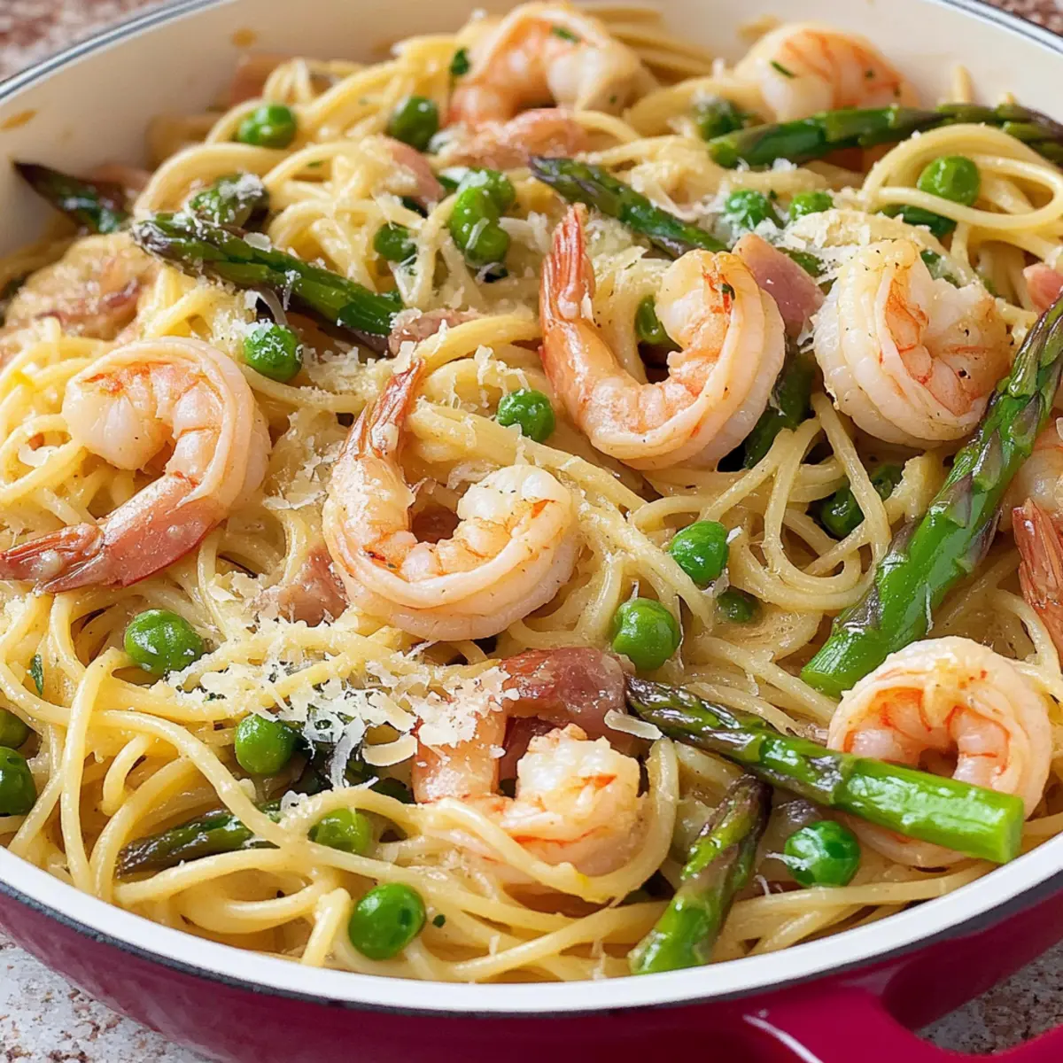 Shrimp Asparagus Carbonara
