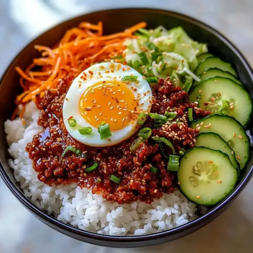 Spicy Korean Ground Beef Bowl with Gochujang Sauce