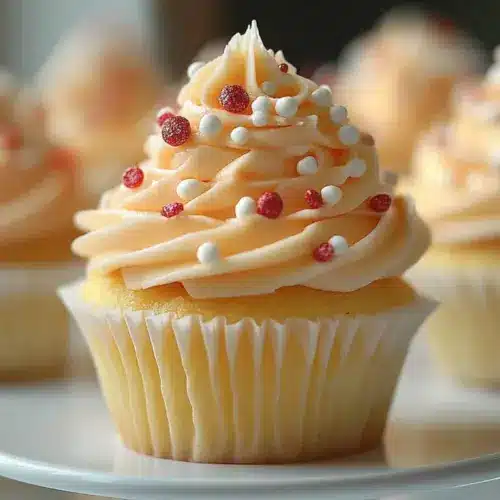 Sweet Peach Bellini Cupcakes