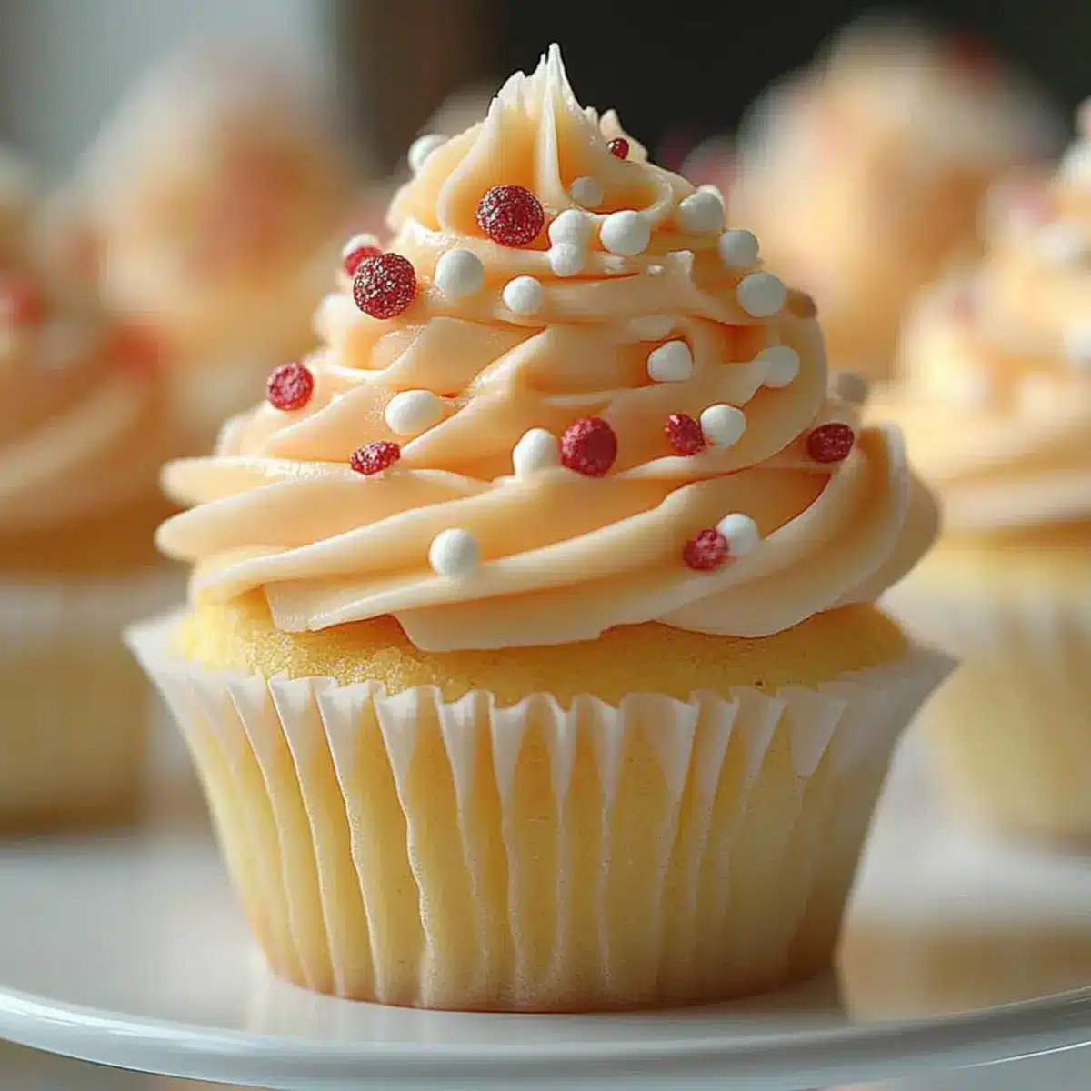 Sweet Peach Bellini Cupcakes