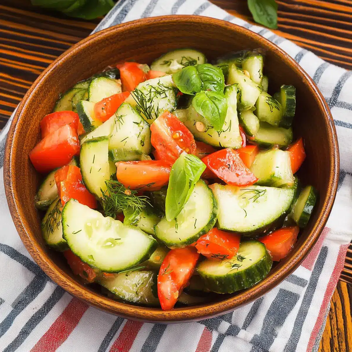 Cucumber Tomato Salad With Basil & Dill