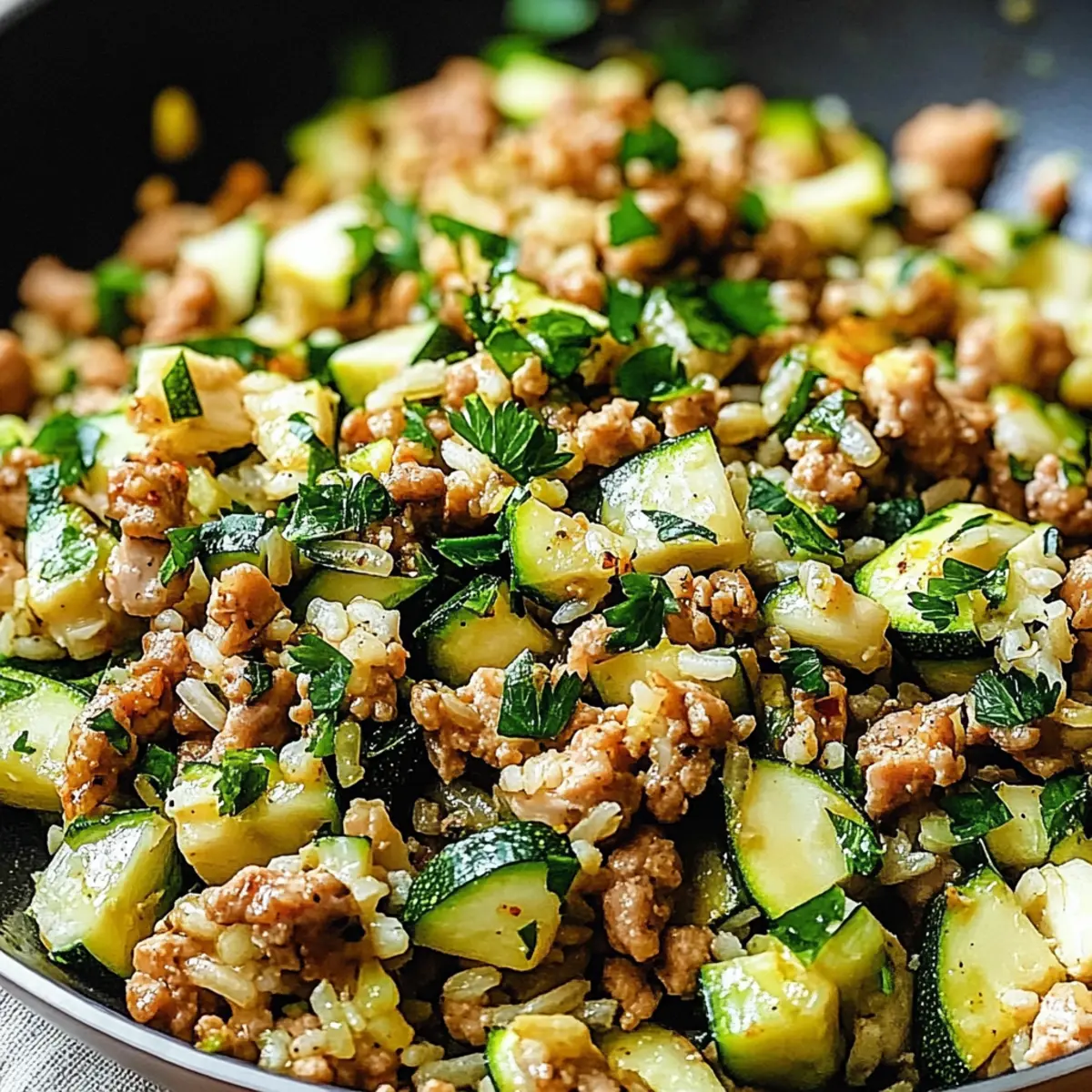 Ground Chicken Zucchini Rice Skillet