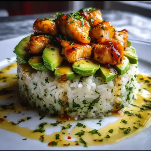 Honey Lime Chicken & Avocado Rice Stack